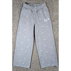 Gap Kids Relaxed Wide-Leg Fleece Sweatpants - Grey with White Stars -XXL (14/16)